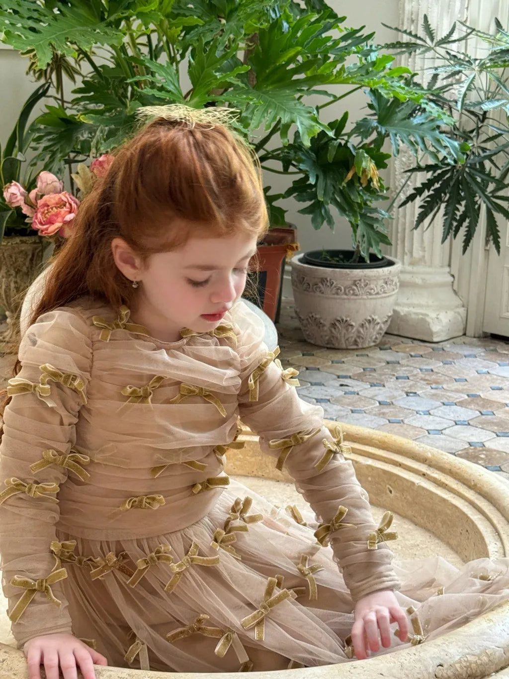 -ベロアリボンチュールロングドレスワンピース【mh0011210】 - mamahalo shop - 長袖ワンピース -  べビー服 - 子供服 - 男の子 - 女の子