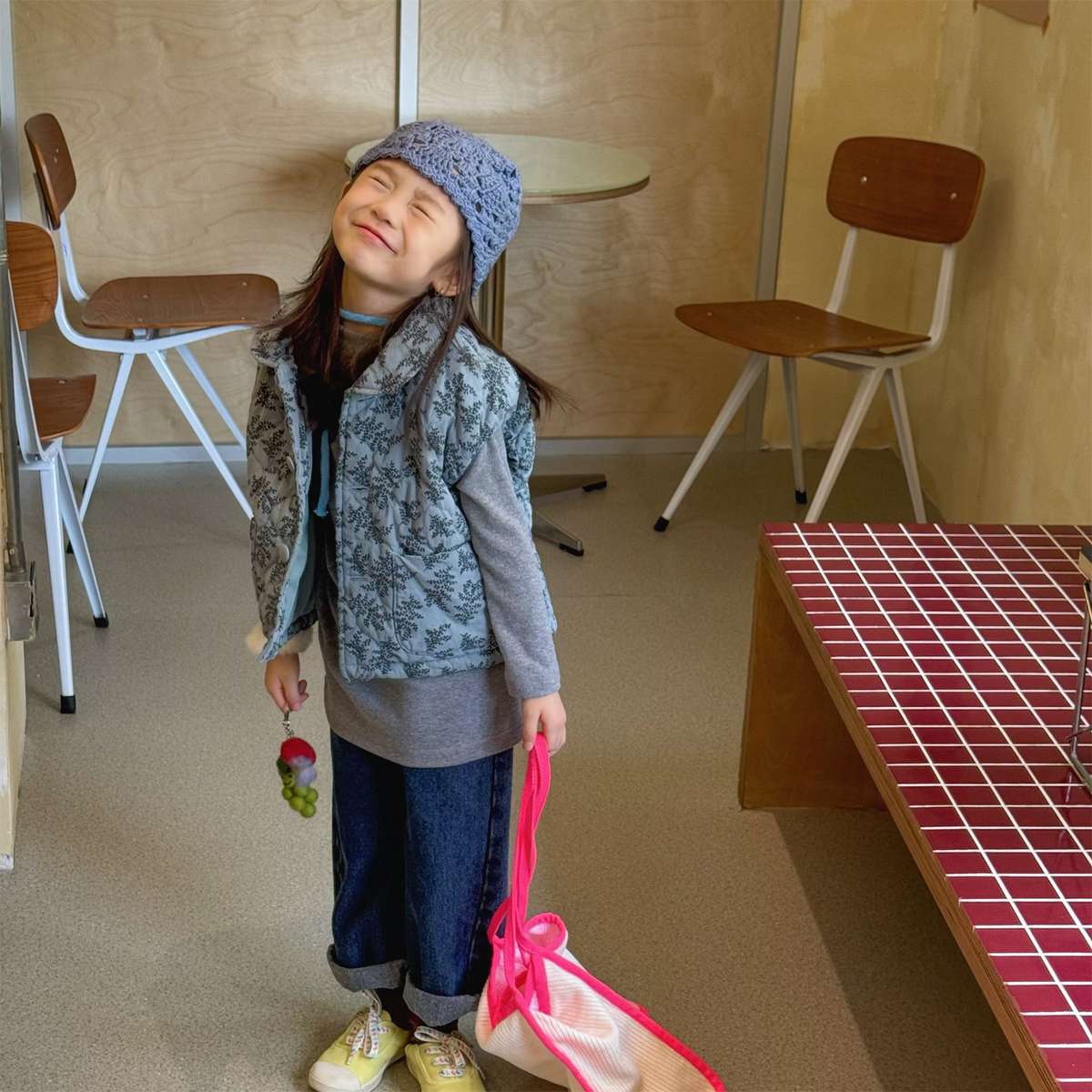 -キルティングベスト ノースリーブ 中綿入り 花柄プリント【mh0011425】 - mamahalo shop - ベスト -  べビー服 - 子供服 - 男の子 - 女の子