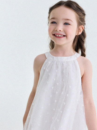 Embroidered Gauze Princess Dress フリル ノースリーブワンピース【mh0013173】