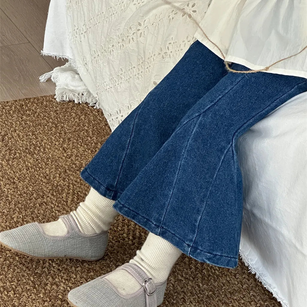 -切替デザインデニムフレアベルボトムパンツ【mh0011256】 - mamahalo shop - デニムパンツ -  べビー服 - 子供服 - 男の子 - 女の子