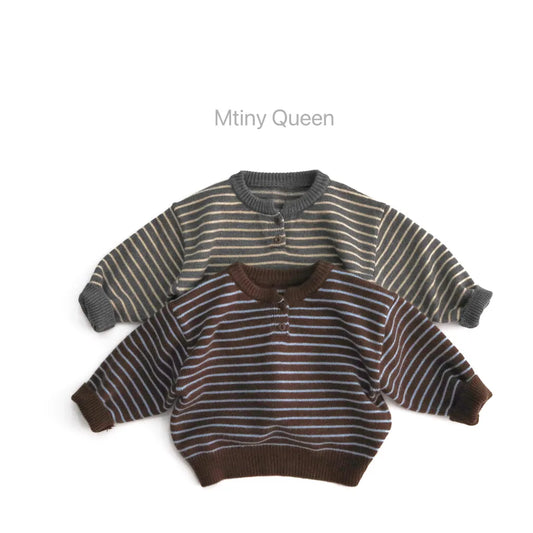 -ヘンリーネックボーダーニットセーター【mh0011272】 - mamahalo shop - ニット・セーター -  べビー服 - 子供服 - 男の子 - 女の子