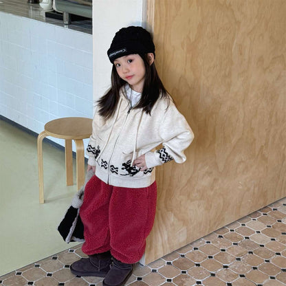 ニットフーディ ジップアップ ノルディック柄 カーディガン【mh0011430】