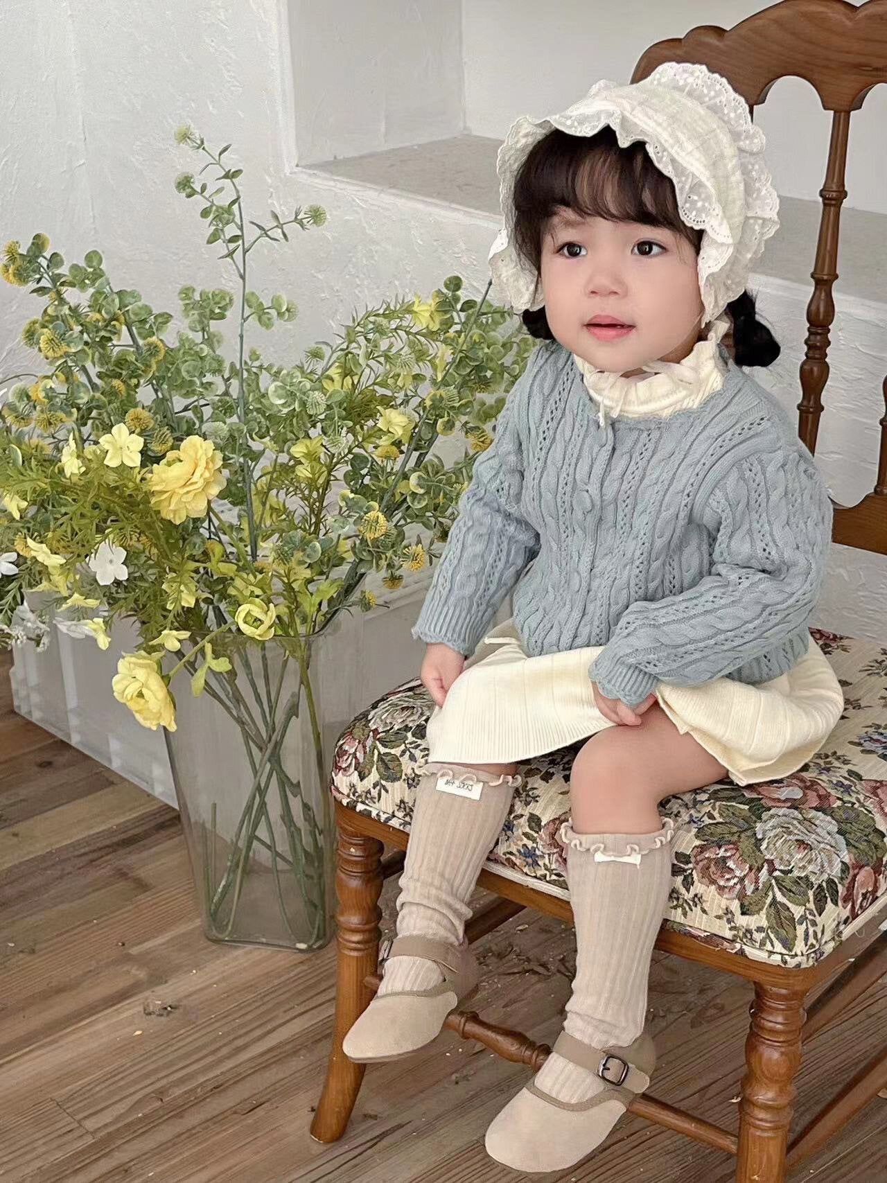 Crochet Style Knit Cardigan クロシェ風 透かし編み ニット カーディガン【mh0012160】