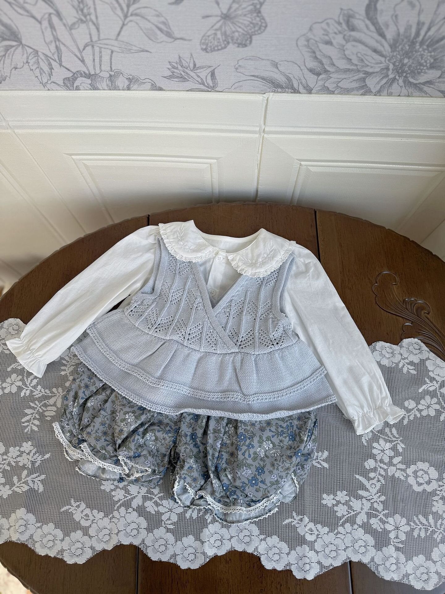 Ruffled Knitted Cotton Vest フリルニットベスト【mh0012107】