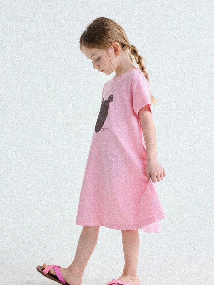 Rabbit Print A-line T-shirt Dress Aライン 半袖ワンピース【mh0013189】