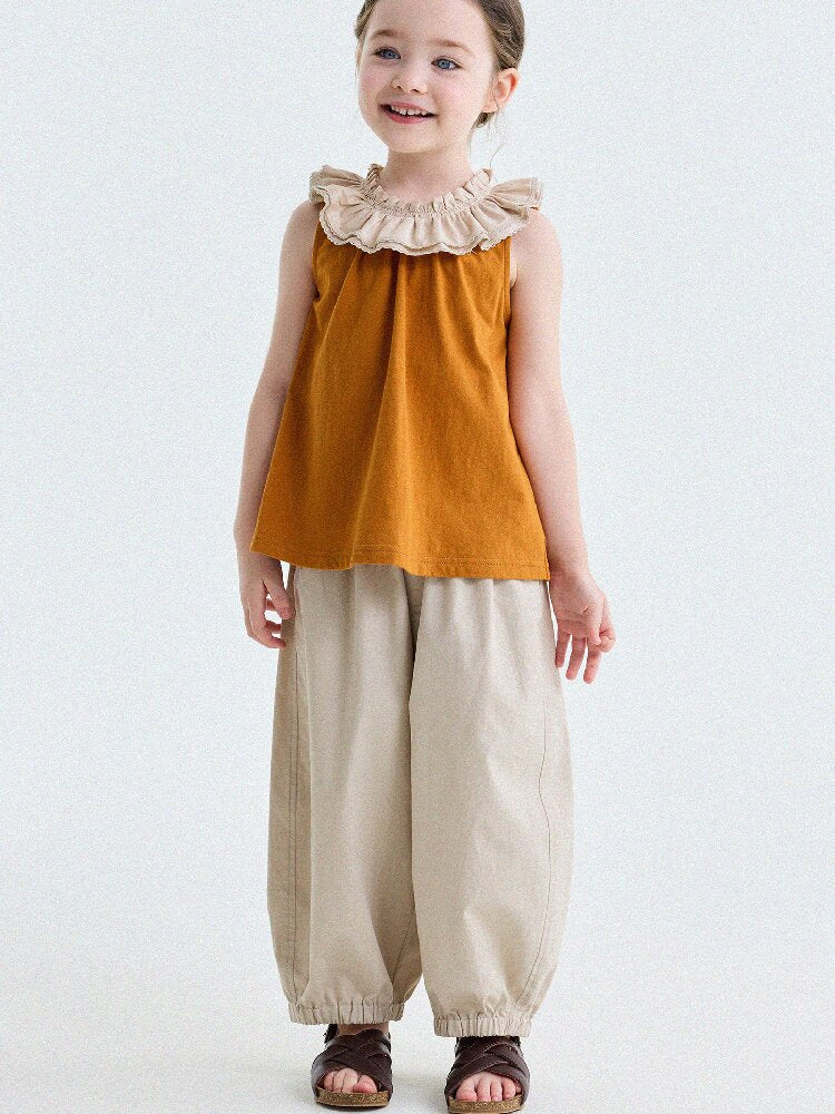 Ruffle Collar Cotton Vest フリルカラー ノースリーブブラウス【mh0013202】