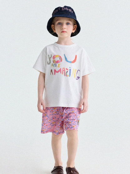 Abstract Line Quick-Dry Shorts ワッペン ハーフパンツ【mh0013197】