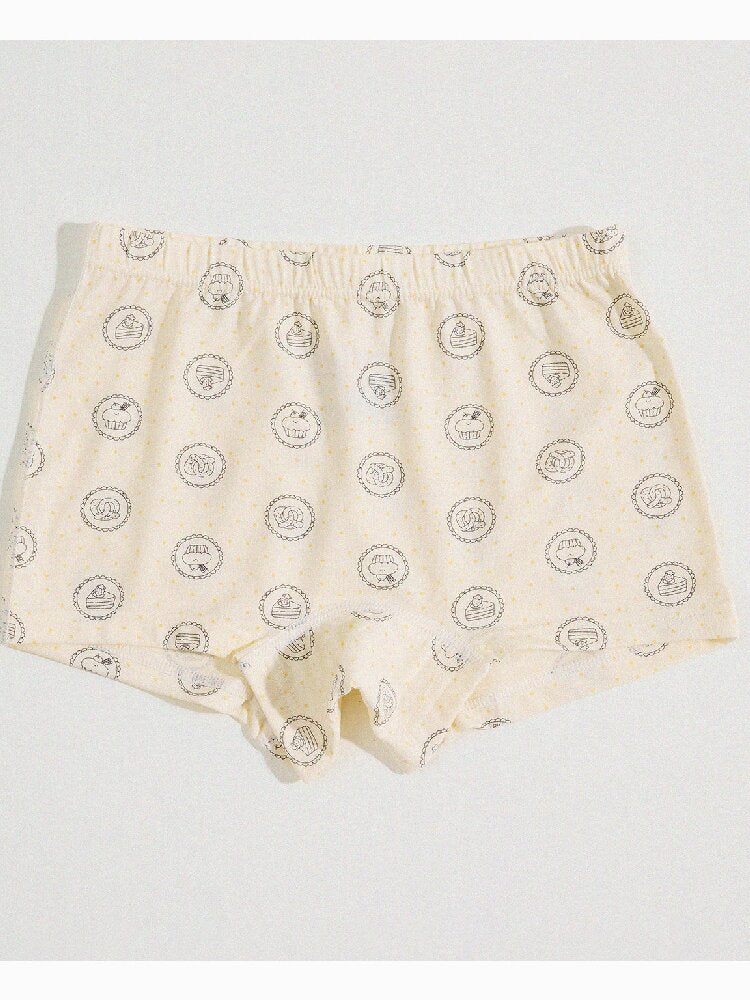 Girls' Cartoon Breathable Boxer Shorts ボタニカルプリント ボクサーパンツ【mh0013205】