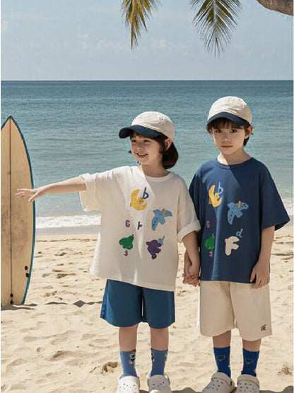 Bird Print Cotton Tee & Wide Shorts 小鳥プリント 半袖Tシャツ ショートパンツ【mh0012729】
