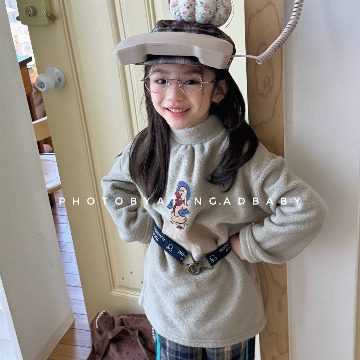 -長袖Tシャツ フリース素材 ハイネック ペンギン刺繍 プルオーバー【mh0011407】 - mamahalo shop - 長袖Tシャツ -  べビー服 - 子供服 - 男の子 - 女の子