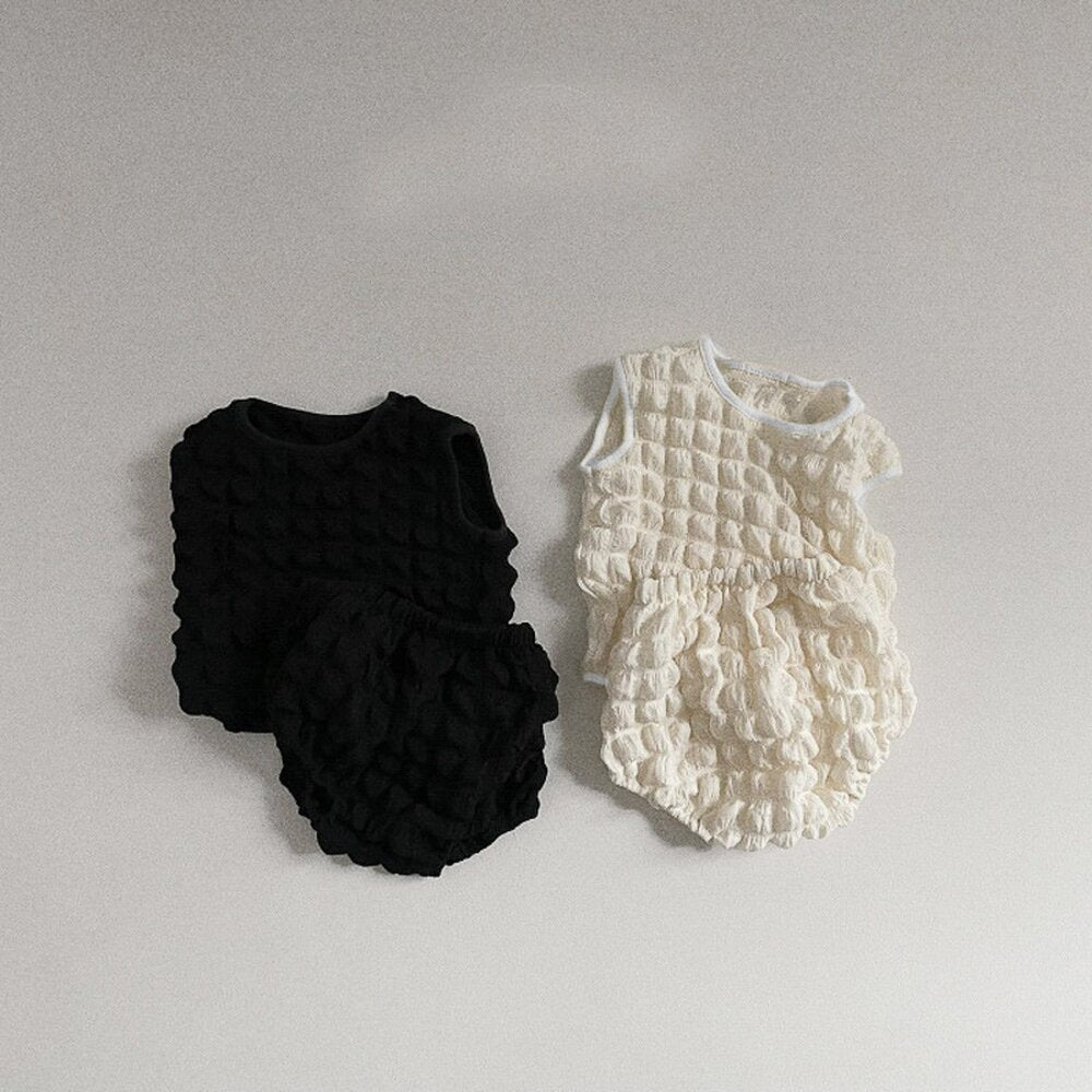 ベビー用タンク＆ショートパンツセット（ブラック＆オフホワイト）
