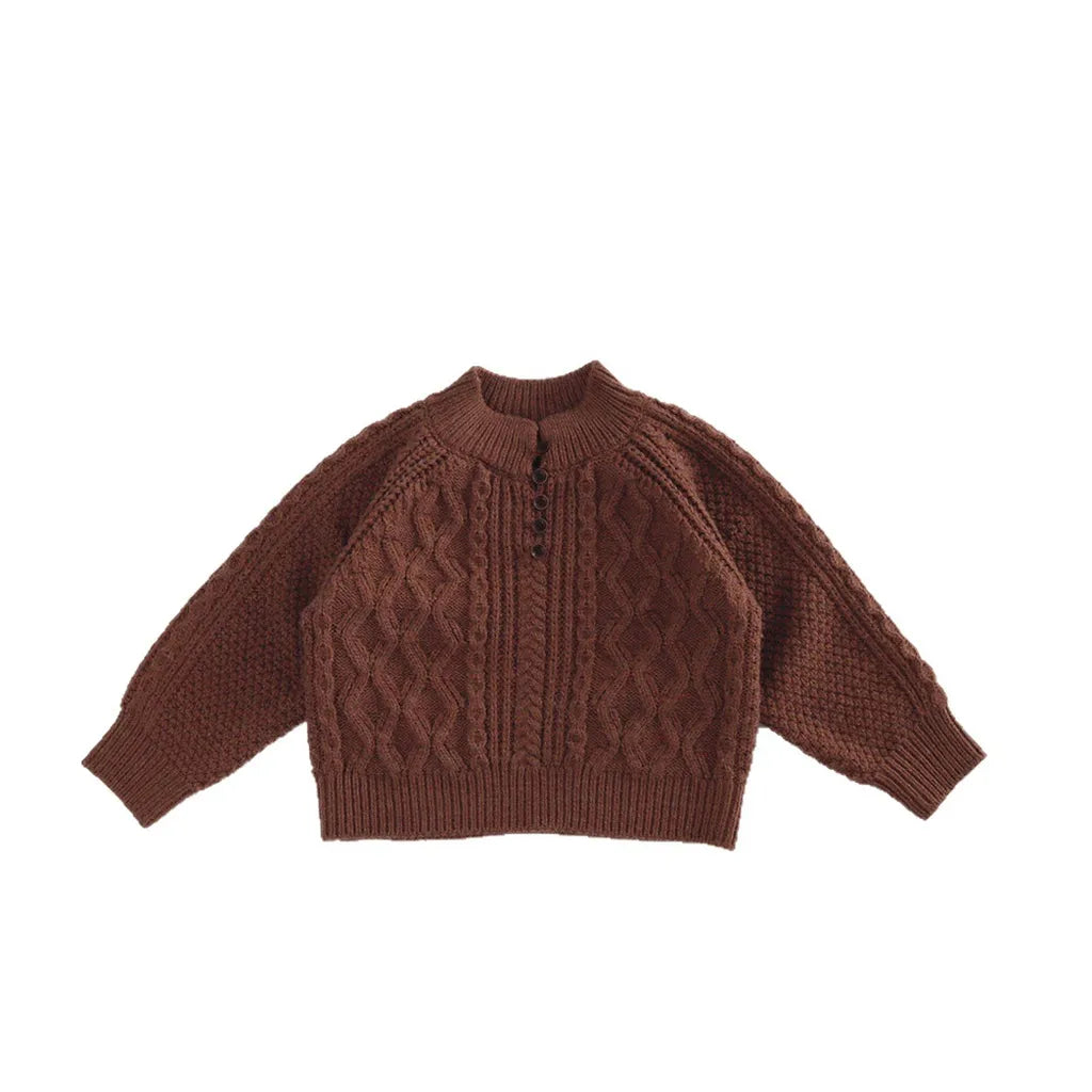 -ボタン付きケーブル編みニットセーター【mh0011087】 - mamahalo shop - ニット・セーター -  べビー服 - 子供服 - 男の子 - 女の子