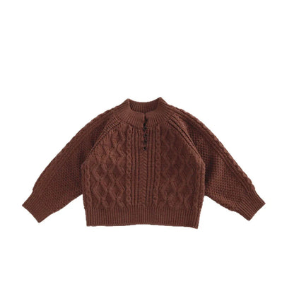 -ボタン付きケーブル編みニットセーター【mh0011087】 - mamahalo shop - ニット・セーター -  べビー服 - 子供服 - 男の子 - 女の子