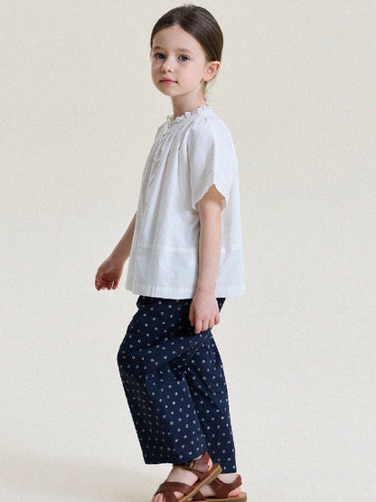 Floral Print Cotton Long Pants ドット柄 ロングパンツ【mh0013169】