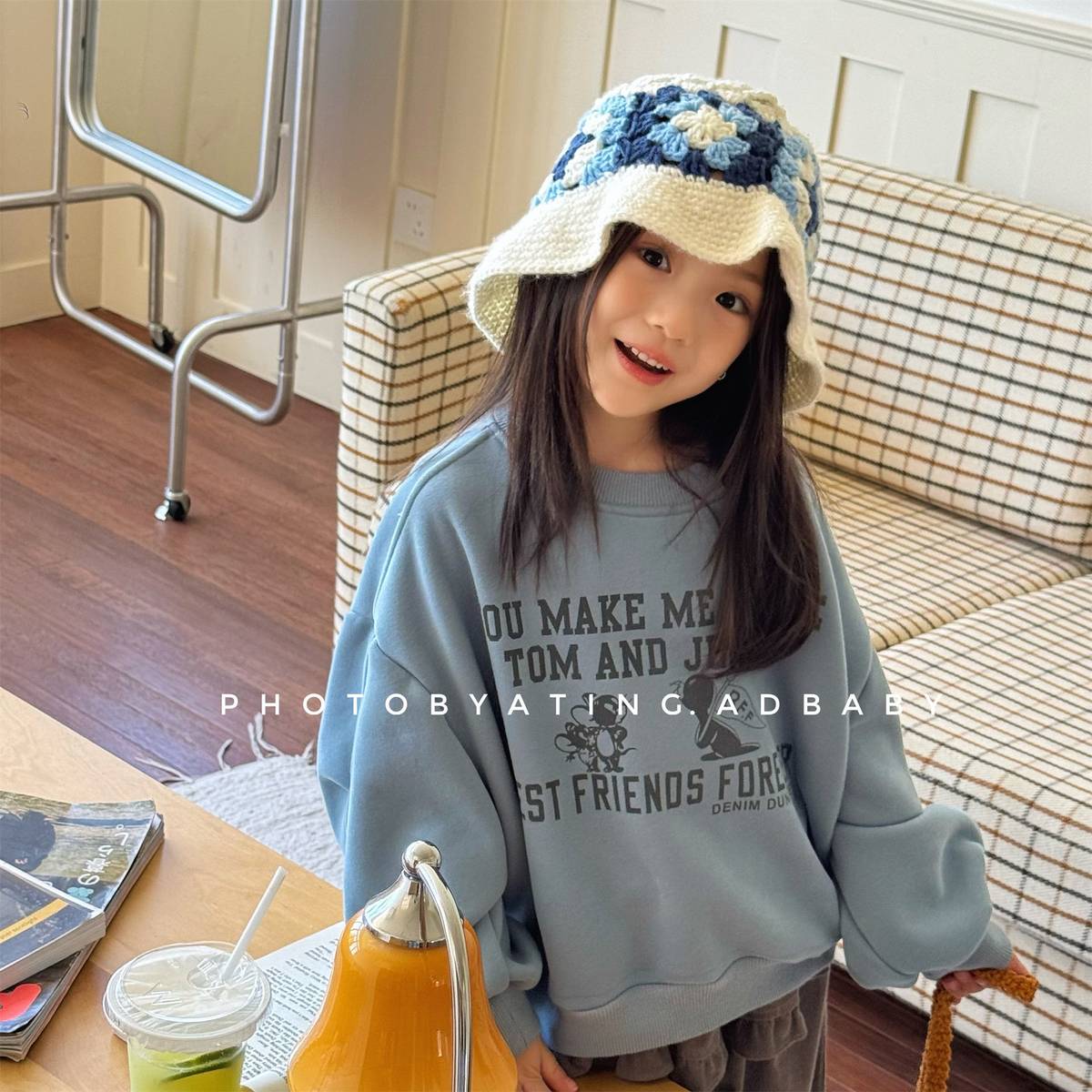 -長袖スウェットトレーナー 裏起毛 プリントロゴ入り カジュアルトップス【mh0011399】 - mamahalo shop - トレーナー・フーディ -  べビー服 - 子供服 - 男の子 - 女の子