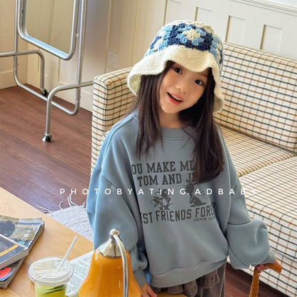 -長袖スウェットトレーナー 裏起毛 プリントロゴ入り カジュアルトップス【mh0011399】 - mamahalo shop - トレーナー・フーディ -  べビー服 - 子供服 - 男の子 - 女の子