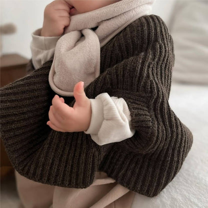 -ニットポンチョ マント リブ編み ハイネック 袖穴付き アウター【mh0011370】 - mamahalo shop - カーディガン・パーカー -  べビー服 - 子供服 - 男の子 - 女の子