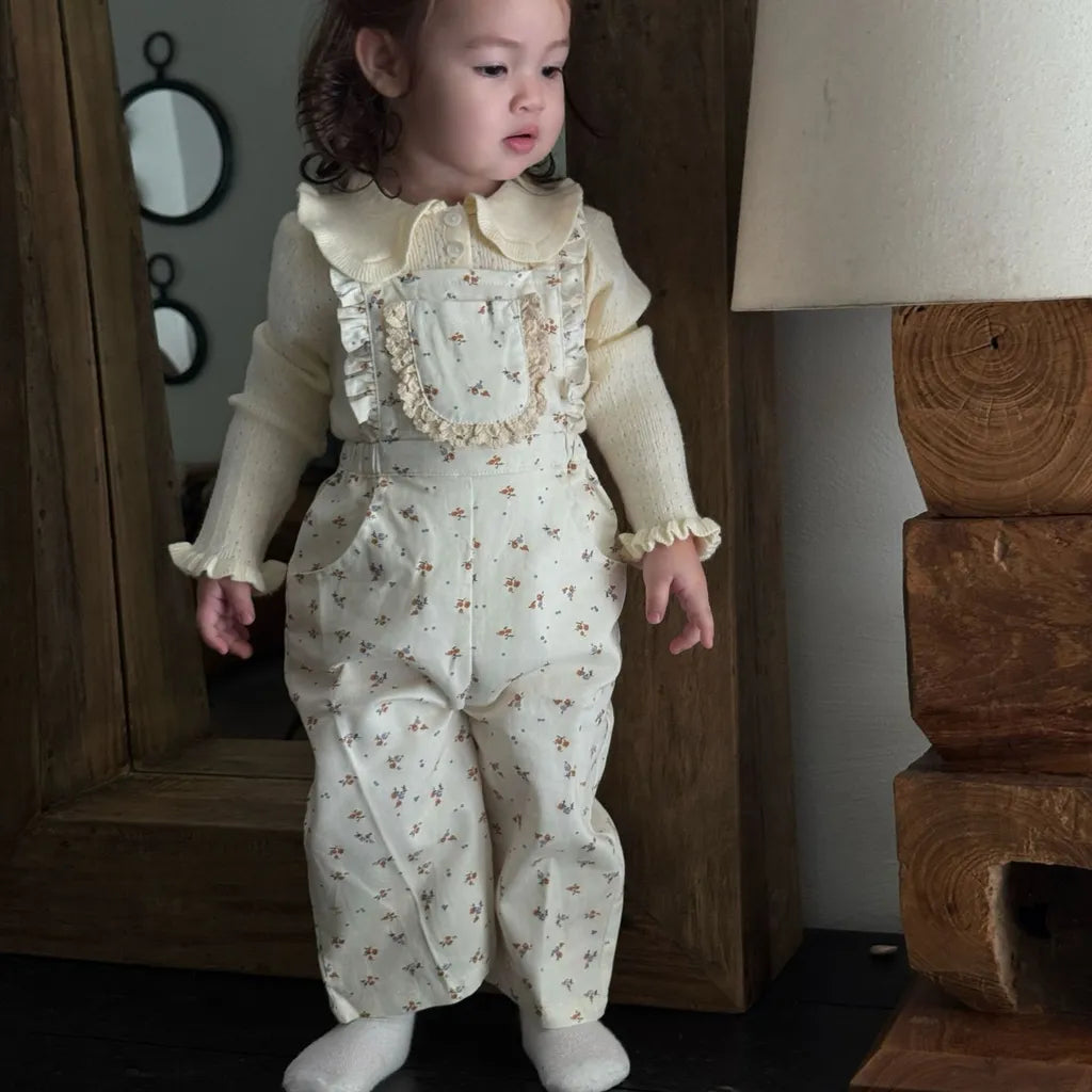 -フラワープリントフリルサロペットオーバーオール【mh0011168】 - mamahalo shop - サロペットパンツ・サスペンダーパンツ -  べビー服 - 子供服 - 男の子 - 女の子
