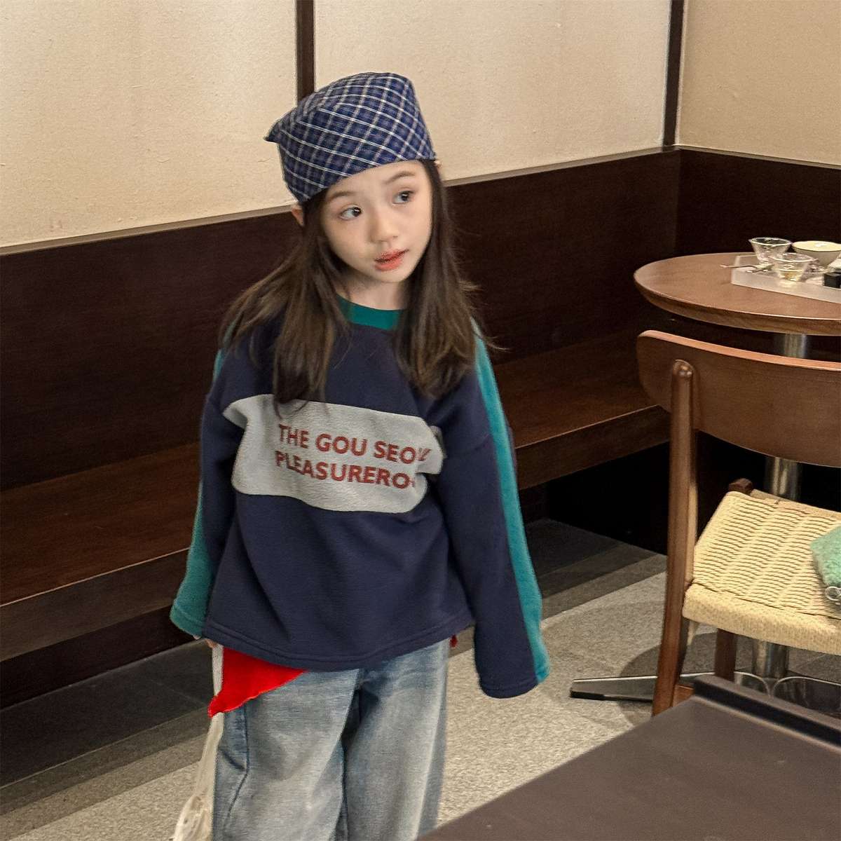 -長袖フリース ラグラン袖 プリントロゴ クルーネック トップス【mh0011426】 - mamahalo shop - 長袖Tシャツ -  べビー服 - 子供服 - 男の子 - 女の子