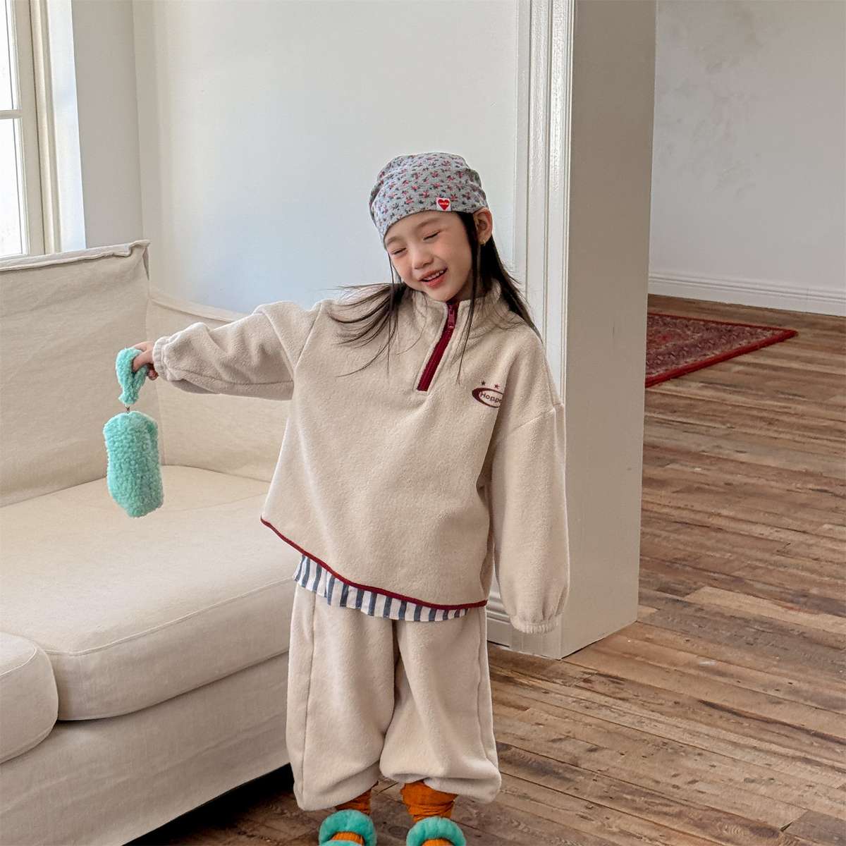 長袖フリースジャケット+ロングパンツ 2点セット もこもこセットアップ【mh0011434】