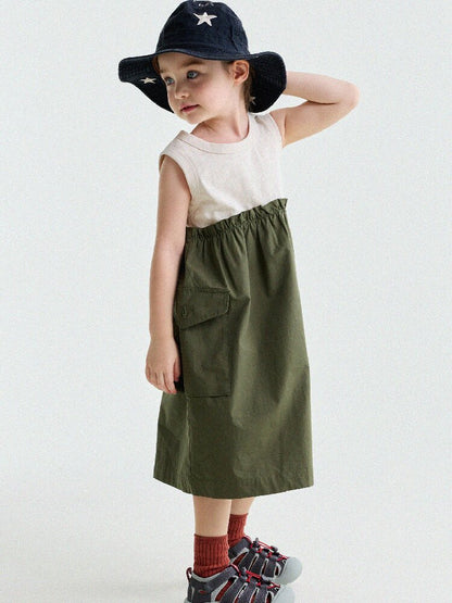 Cargo Pocket Cotton Dress ワークテイスト ノースリーブワンピース【mh0013195】