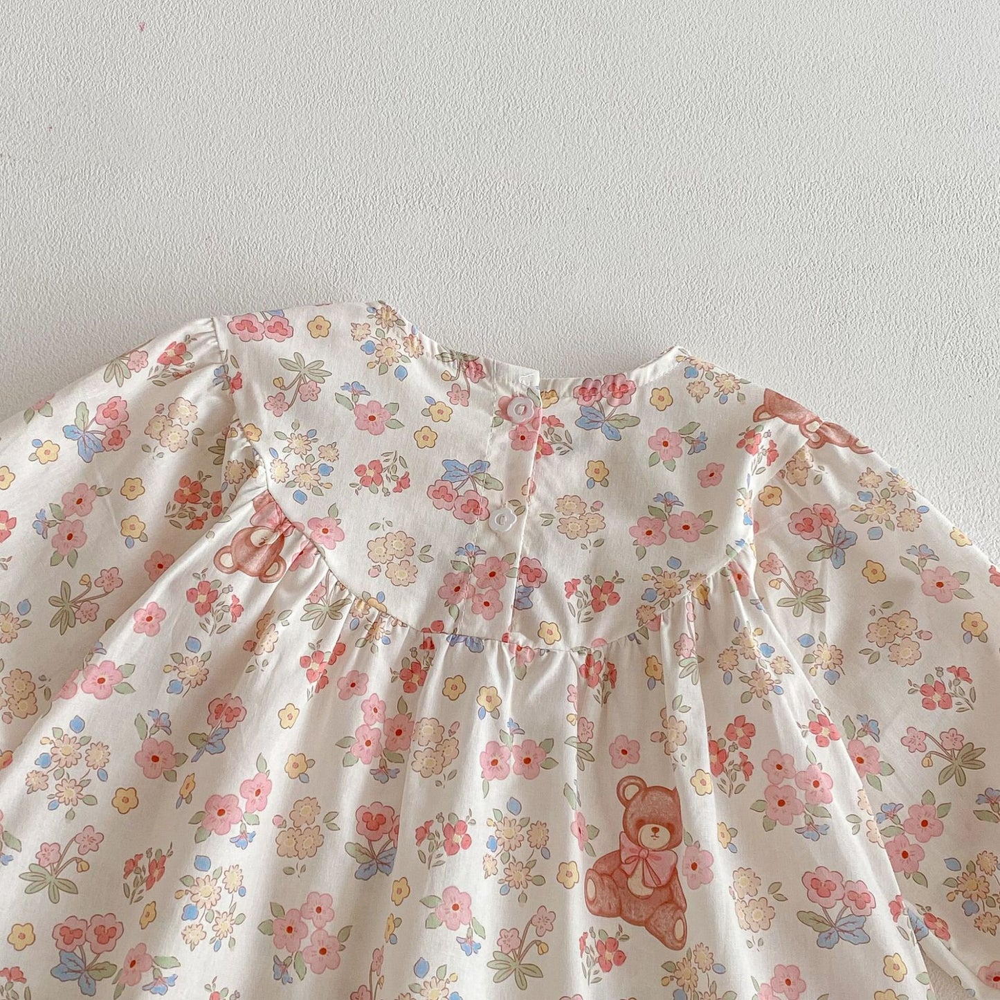 Flower Bear Embroidery Dress 花柄 刺繍 クマ ワンピース【mh0012095】