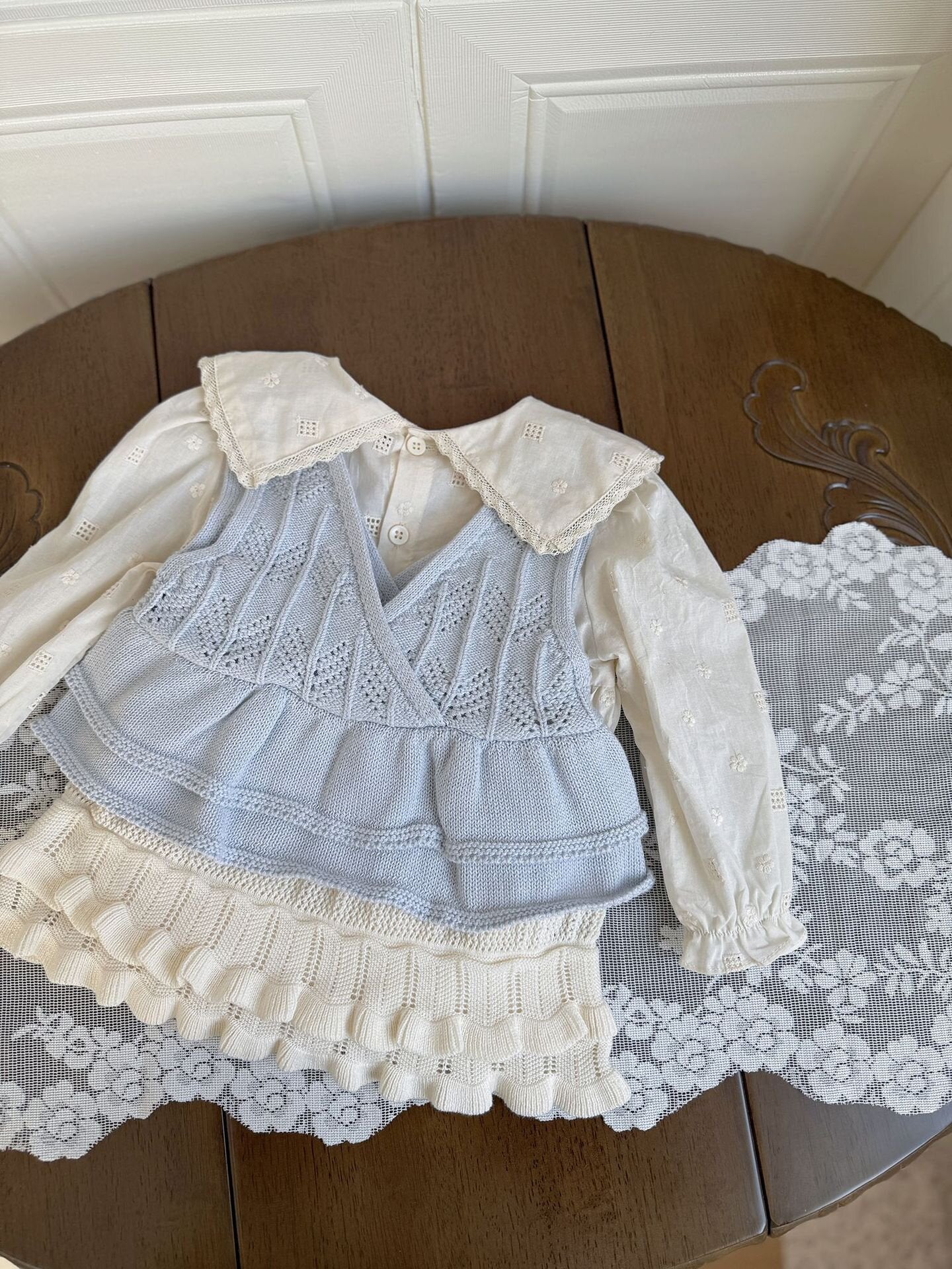 Ruffled Knitted Cotton Vest フリルニットベスト【mh0012107】