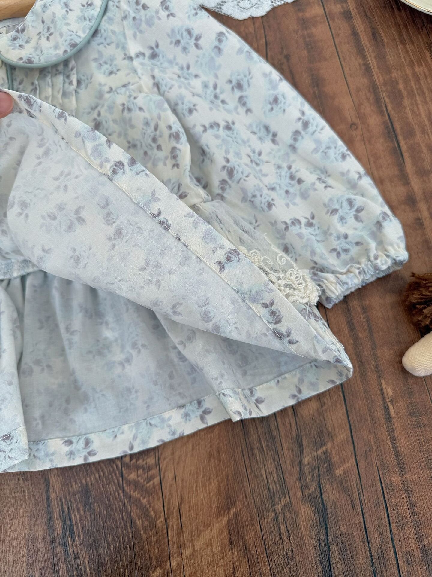 Lace Floral Doll Shirt レース付花柄ドールブラウス【mh0012115】