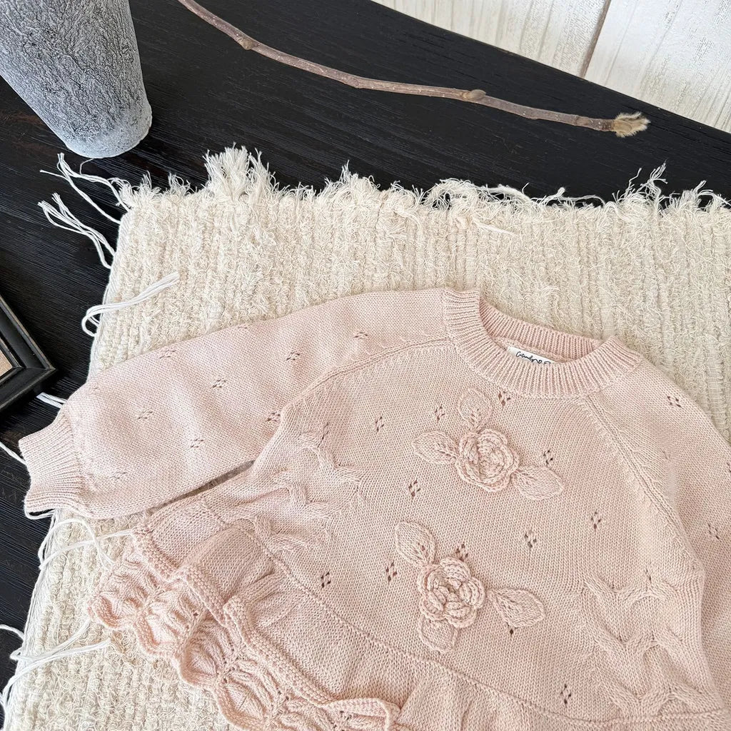 -フラワー刺繍フリルニットプルオーバー【mh0011148】 - mamahalo shop - ニット・セーター -  べビー服 - 子供服 - 男の子 - 女の子