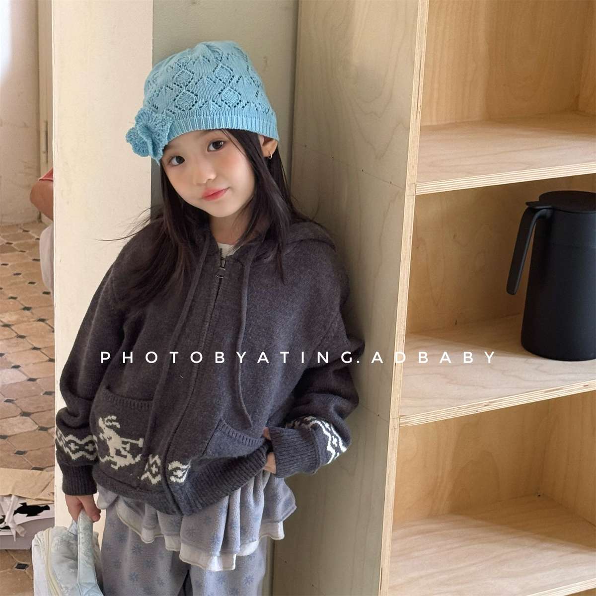 ニットフーディ ジップアップ ノルディック柄 カーディガン【mh0011430】