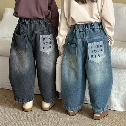 -バックロゴ刺繍バルーンデニムパンツ【mh0011248】 - mamahalo shop - デニムパンツ -  べビー服 - 子供服 - 男の子 - 女の子