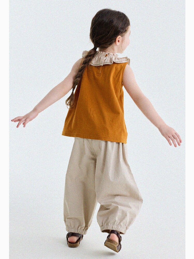Ruffle Collar Cotton Vest フリルカラー ノースリーブブラウス【mh0013202】