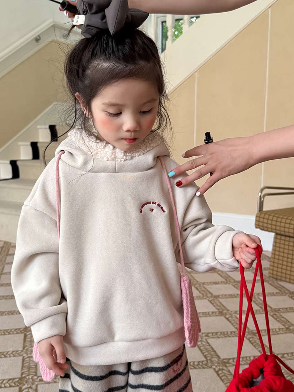 長袖スウェットパーカー 裏起毛 もこもこフード付 長袖フーディー 【mh0011457】