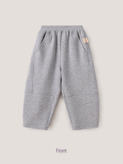 キッズ用スウェットパンツ ライトグレー 前面 ワイドシルエット ウエストゴム