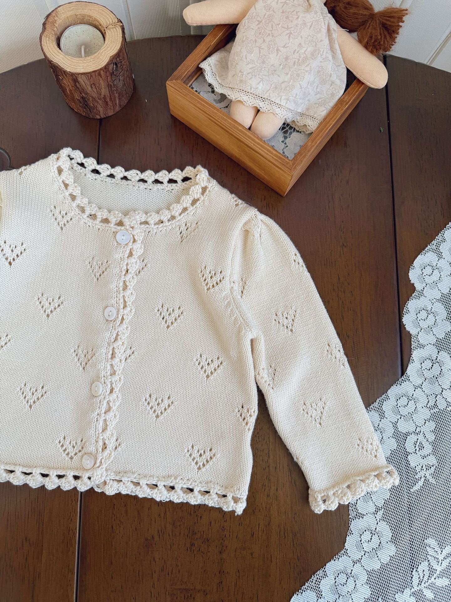 Hand-Knit Style Lace Cardigan クロシェ風 レース カーディガン【mh0012157】