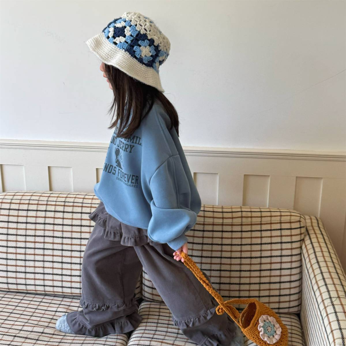 -長袖スウェットトレーナー 裏起毛 プリントロゴ入り カジュアルトップス【mh0011399】 - mamahalo shop - トレーナー・フーディ -  べビー服 - 子供服 - 男の子 - 女の子