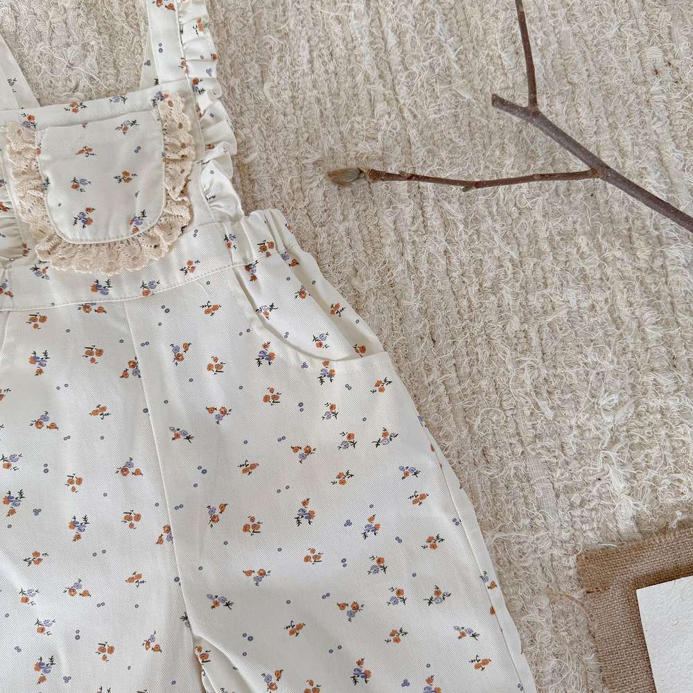 小花柄サロペットパンツ レースニット フリルセーター【mh0011522】