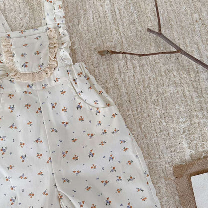 小花柄サロペットパンツ レースニット フリルセーター【mh0011522】