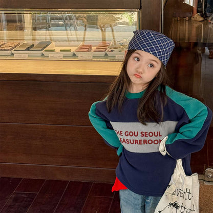 -長袖フリース ラグラン袖 プリントロゴ クルーネック トップス【mh0011426】 - mamahalo shop - 長袖Tシャツ -  べビー服 - 子供服 - 男の子 - 女の子