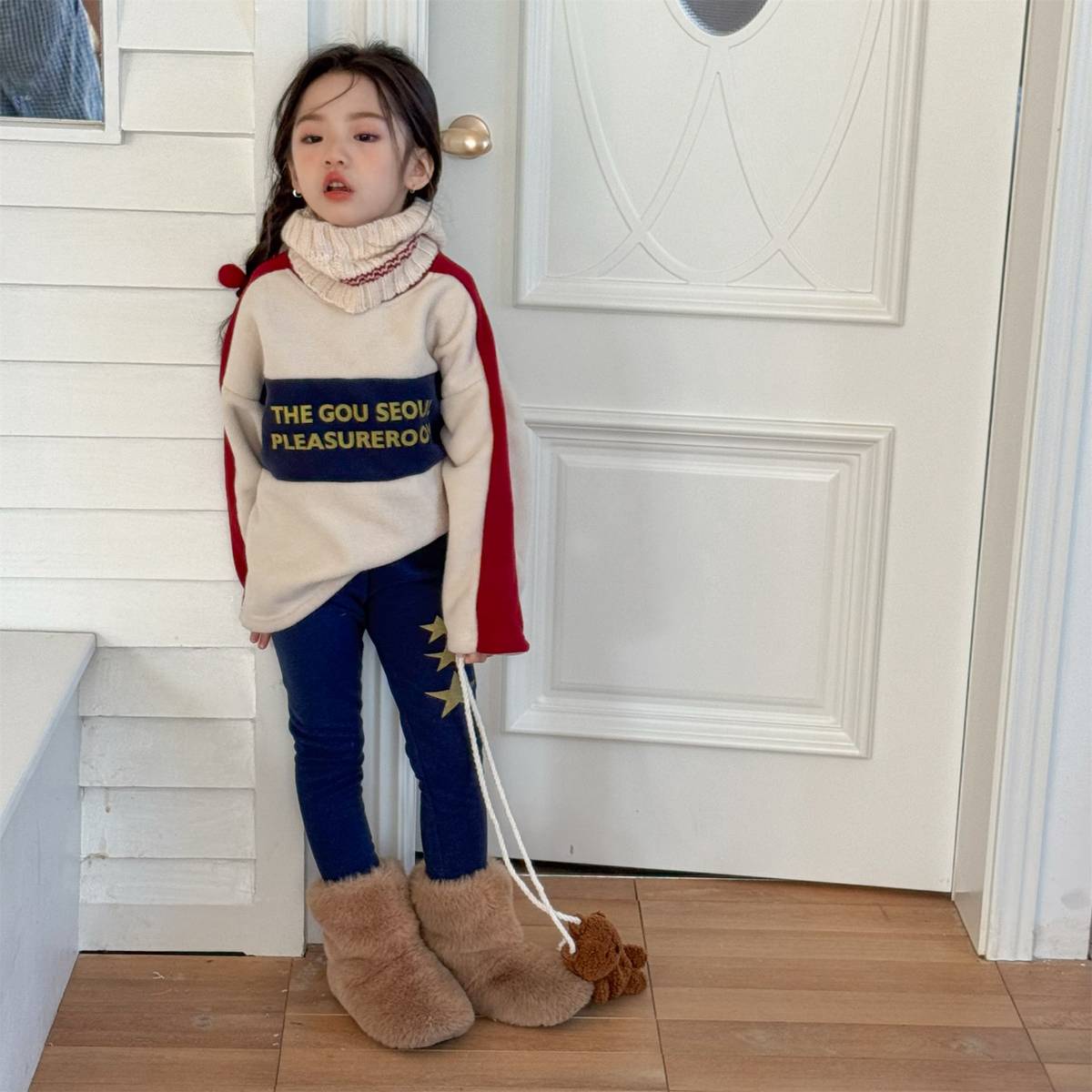 -裏起毛レギンス 星スタープリント 無地 暖かスパッツ ロングパンツ【mh0011406】 - mamahalo shop - レギンスパンツ -  べビー服 - 子供服 - 男の子 - 女の子