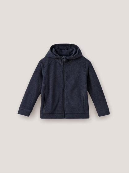 キッズ 裏起毛ジップアップパーカー ネイビー 正面 フルジップ