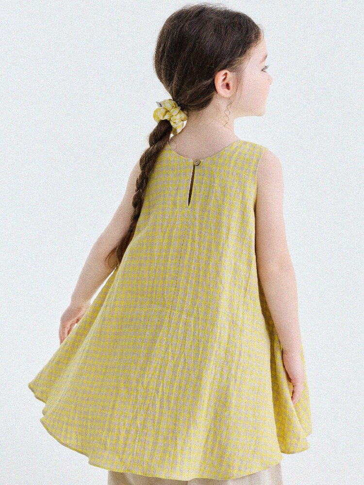 Gingham Plaid Linen Sundress チェック ノースリーブワンピース【mh0013186】