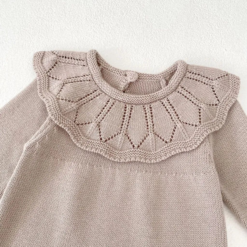 -ラッフルレースニット襟長袖ロンパース【mh0011077】 - mamahalo shop - 長袖ロンパース -  べビー服 - 子供服 - 男の子 - 女の子