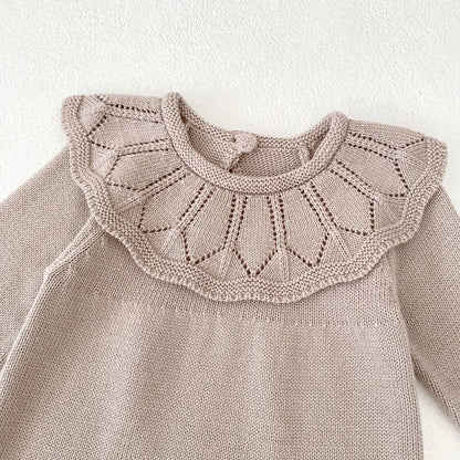 -ラッフルレースニット襟長袖ロンパース【mh0011077】 - mamahalo shop - 長袖ロンパース -  べビー服 - 子供服 - 男の子 - 女の子