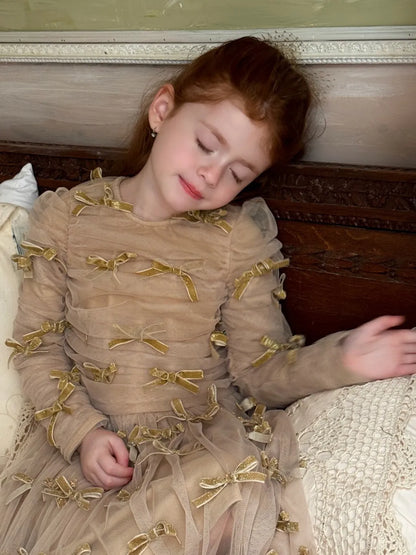 -ベロアリボンチュールロングドレスワンピース【mh0011210】 - mamahalo shop - 長袖ワンピース -  べビー服 - 子供服 - 男の子 - 女の子