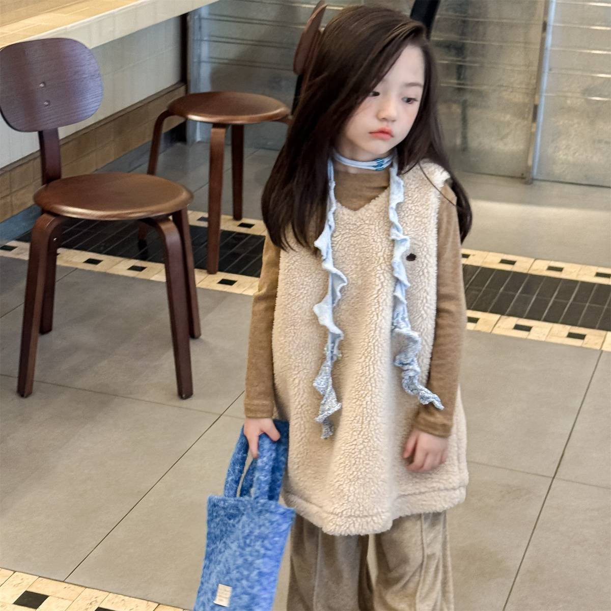 -シープボアジャンパースカート ノースリーブ ふわふわ素材 ワンピース【mh0011420】 - mamahalo shop - ノースリーブワンピース -  べビー服 - 子供服 - 男の子 - 女の子