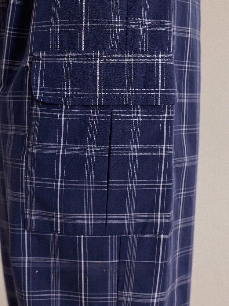 キッズ ジュニア チェック フラップポケット ワイド ロングパンツ【mh0014235】