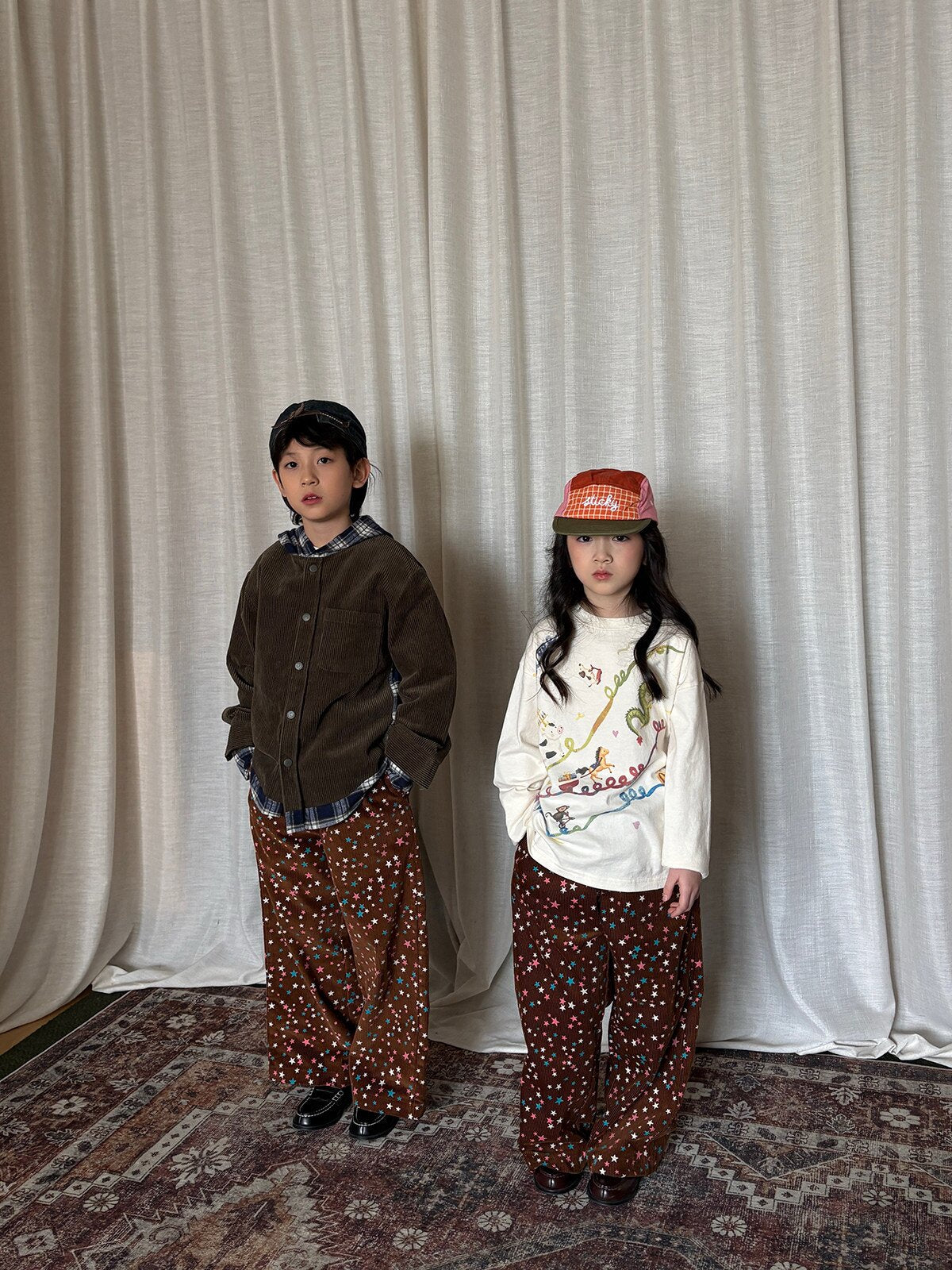 yummy&rocky | Star Print Cotton Corduroy Pants 星柄コーデュロイストレートパンツ【mh0020101】