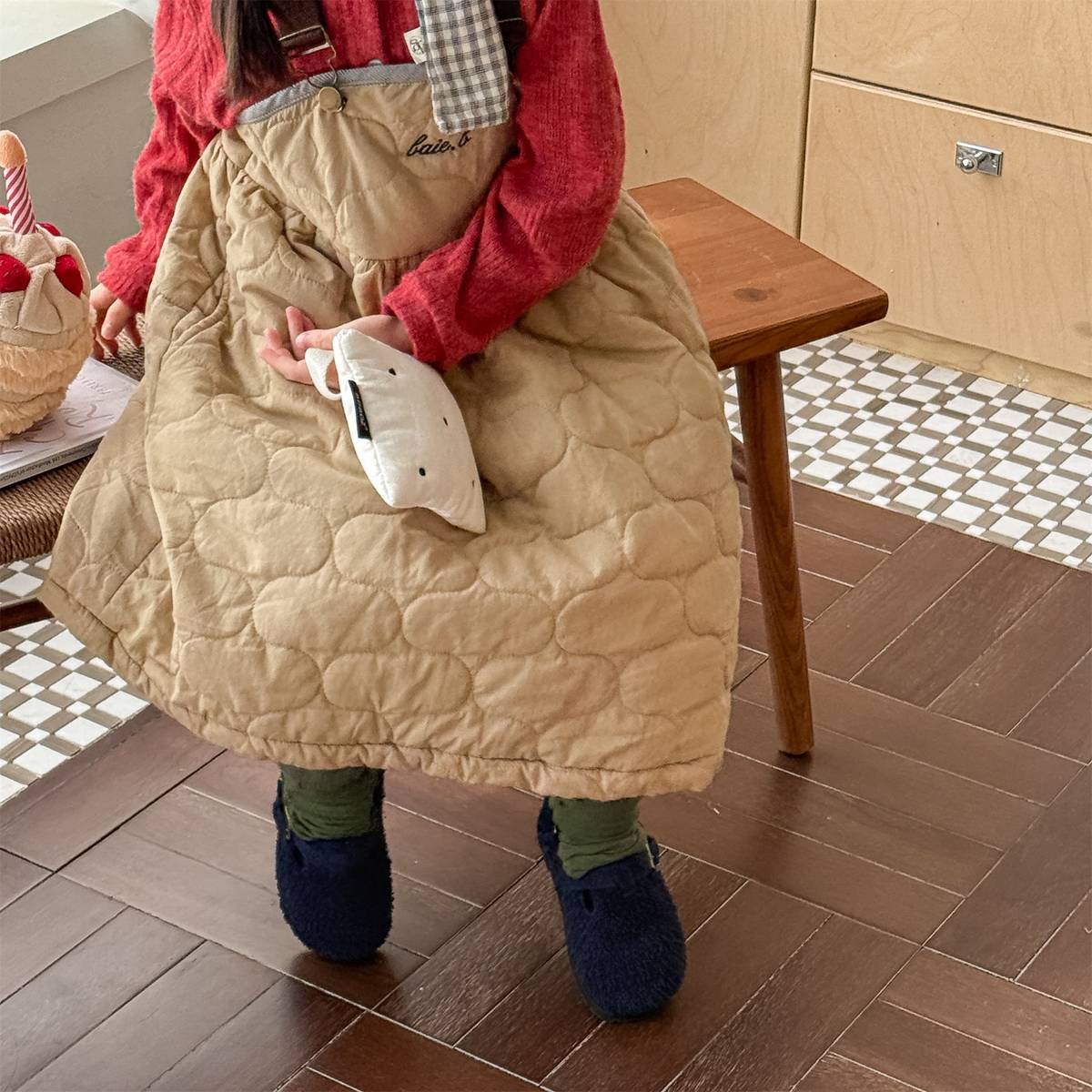 -キルティング サロペットスカート ジャンパースカート 中綿入り【mh0011419】 - mamahalo shop - ノースリーブワンピース -  べビー服 - 子供服 - 男の子 - 女の子