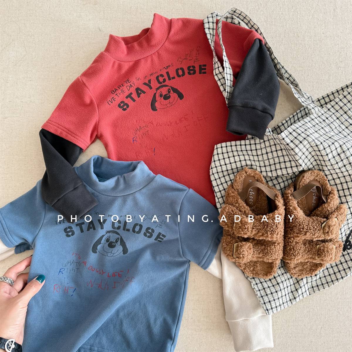 -長袖Tシャツ 裏起毛 ハイネック ドッグプリント インナー【mh0011417】 - mamahalo shop - 長袖Tシャツ -  べビー服 - 子供服 - 男の子 - 女の子